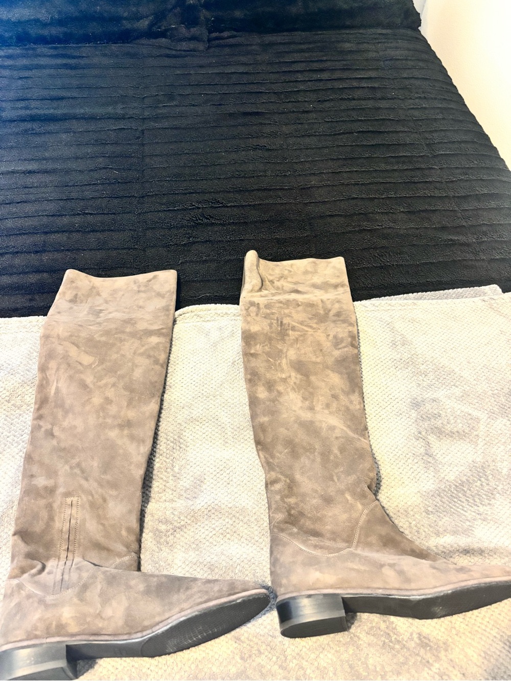 Stuart Weitzman Over-the-Knee Suede Boots in Taupe